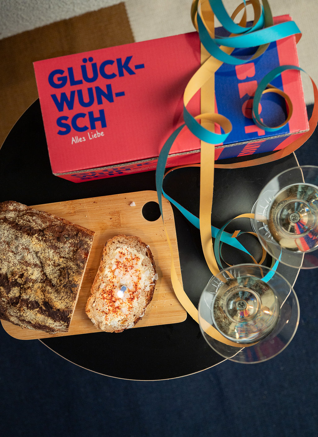 Glückwunsch Geschenkbox S mit 1x Brotbackmischung (Voller Dinkel)