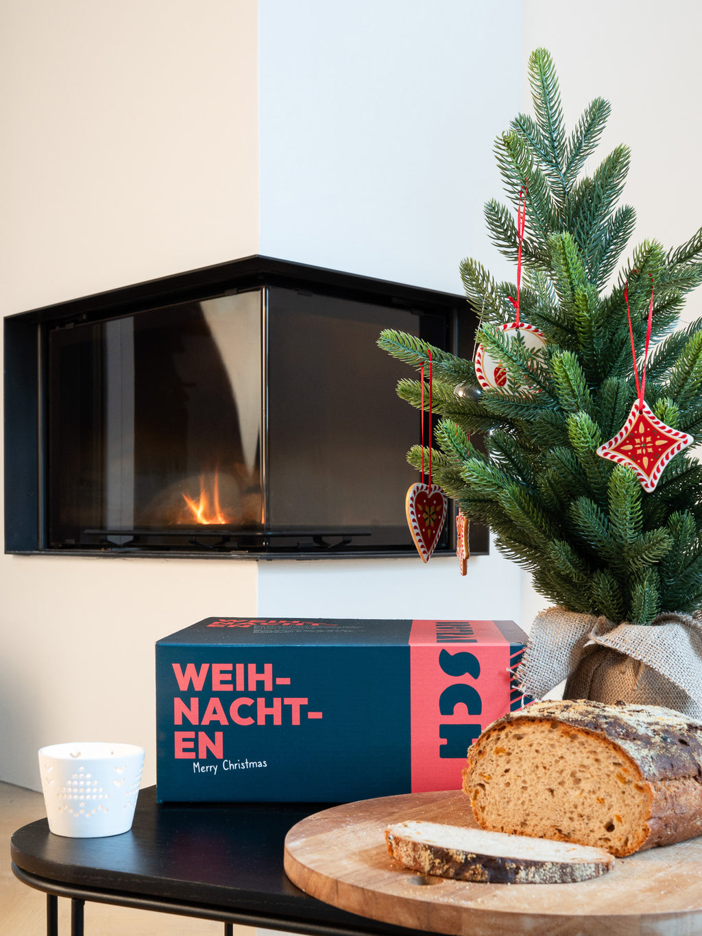 Weihnachten Geschenkbox S mit 1x Brotbackmischung (Voller Dinkel - Körnerbrot)