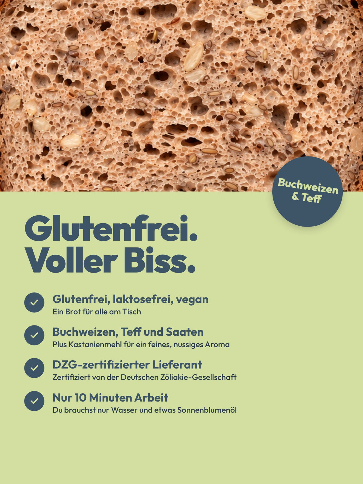 Brotbackmischung für glutenfreies Mehrkornbrot