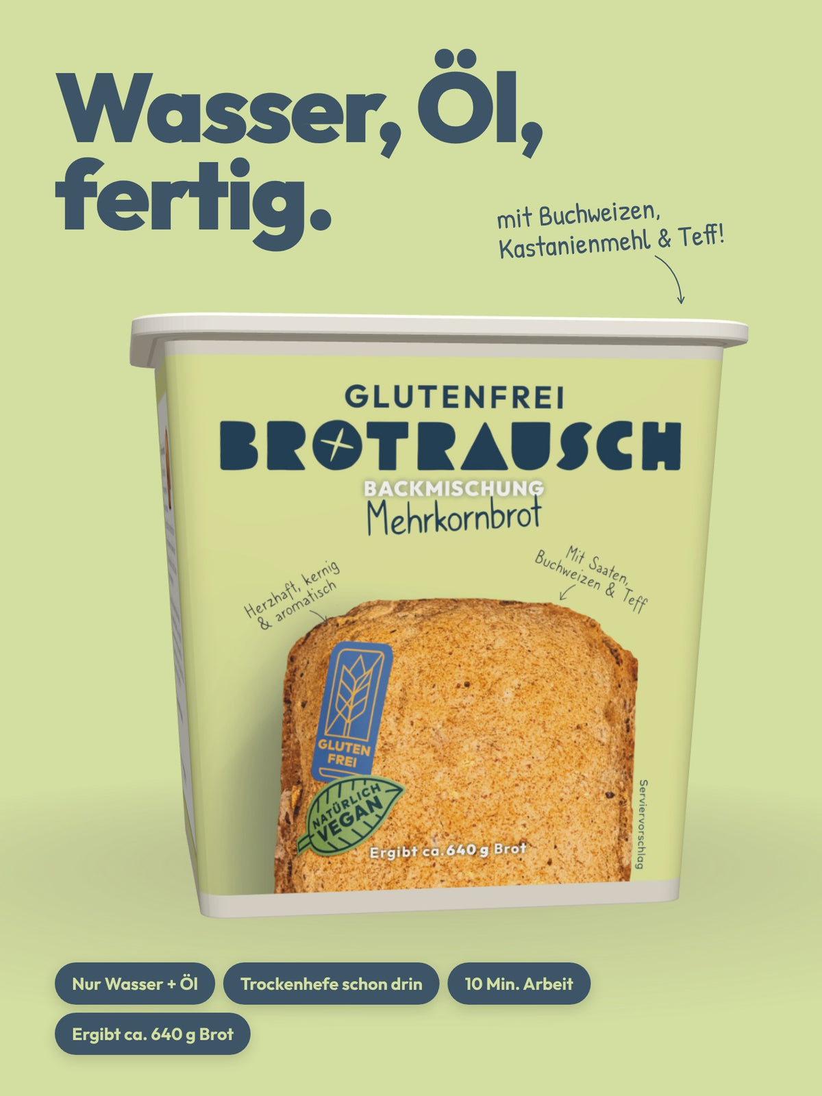 Brotbackmischung für glutenfreies Mehrkornbrot