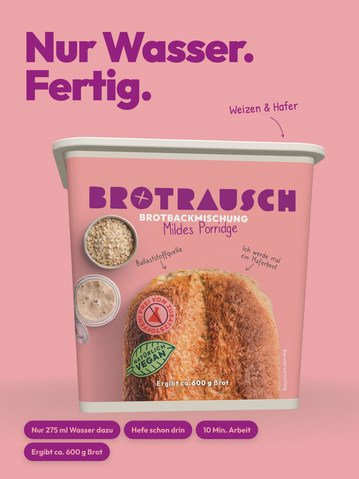 Brotbackmischung für Haferbrot | Mildes Porridge