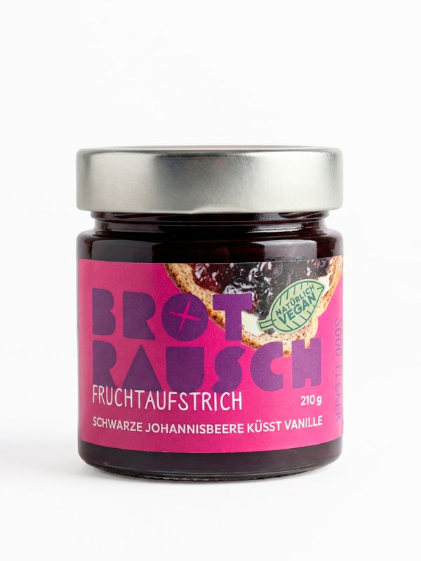 Fruchtaufstrich Schwarze Johannisbeere küsst Vanille von Brotrausch im Glas