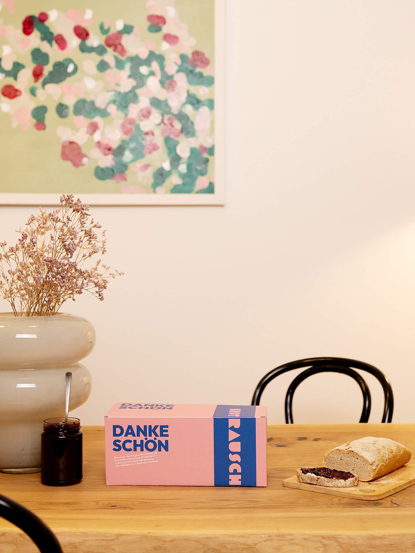 Dankeschön Geschenkbox L mit 3x Brotbackmischung & Fruchtaufstrich