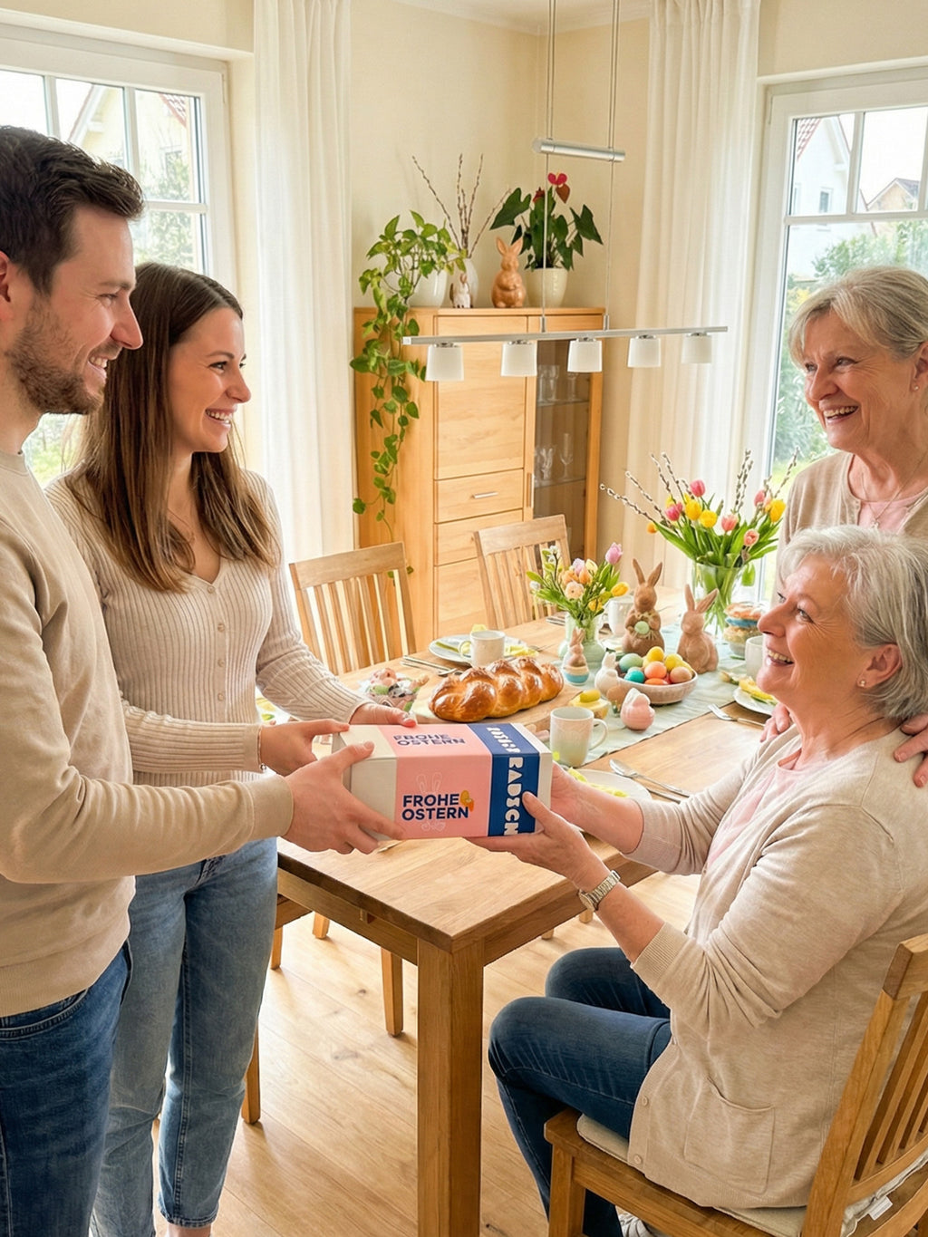 Ostern Geschenkbox mit 1x Brotbackmischung & Fruchtaufstrich