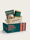 Geschenkbox Weihnachten M von Brotrausch: Brotbackmischung Feines Urkorn und Stullensalz Gartenkräuter mit Holzbackform