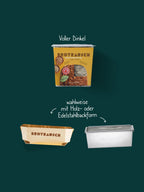 Inhalt der Weihnachtsbox S: Brotbackmischung Voller Dinkel für Dinkelvollkornbrot, wahlweise mit Holz- oder Edelstahlbackform
