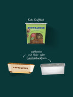 Inhalt der Weihnachtsbox S: glutenfreie Brotbackmischung Keto Kraftbrot, wahlweise mit Holz- oder Edelstahlbackform