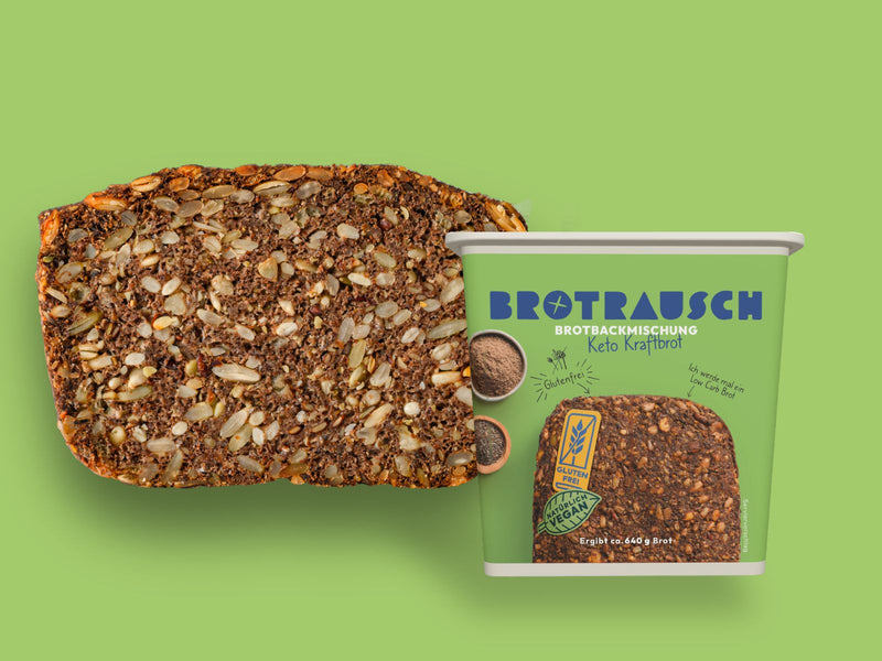 Brotbackmischung für glutenfreies Brot | Keto Kraftbrot Serviervorschlag