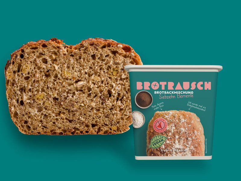 Brotbackmischung für Dinkelmehrkorn | Siebzehn Elemente Serviervorschlag